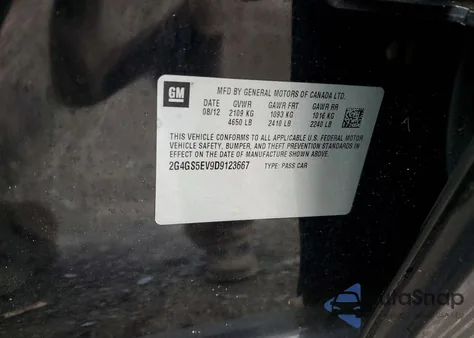 2013 Buick Regal Premium z USA, uszkodzony, nr VIN 2G4GS5EV9D9123667